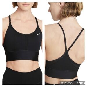 Nike Indy Long lines Sports Bra Lightly Padded Size XS Black Athletic Active